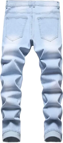 Miniatura 2 de Jeans rasgados para hombre, ajustados, elásticos, desgastados, cómodos, de moda
