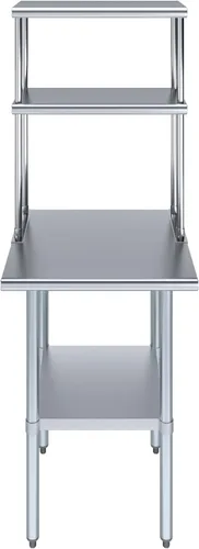 Miniatura 2 de AmGood Mesa de trabajo de acero inoxidable con estante de doble nivel de 12 pulgadas de ancho Combo de mesa de preparación de cocina y estantes