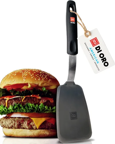 DI ORO - Espátula de silicona para utensilios de cocina antiadherentes, volteador de cocina flexible y fino para voltear panqueques y huevos, alta