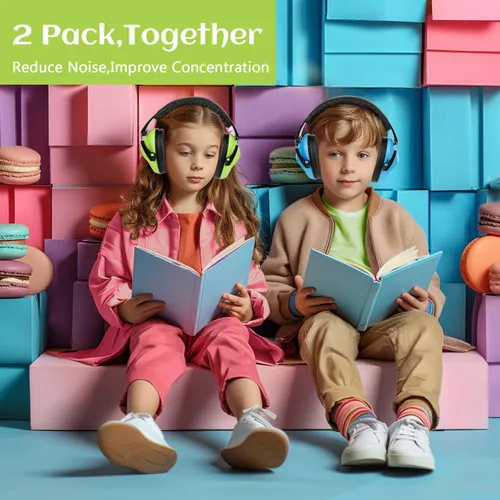 Miniatura 2 de Floriogra Paquete de 2 Auriculares con Cancelación de Ruido para Niños, Orejeras de Protección Auditiva para Niños con Autismo, Niños Pequeños