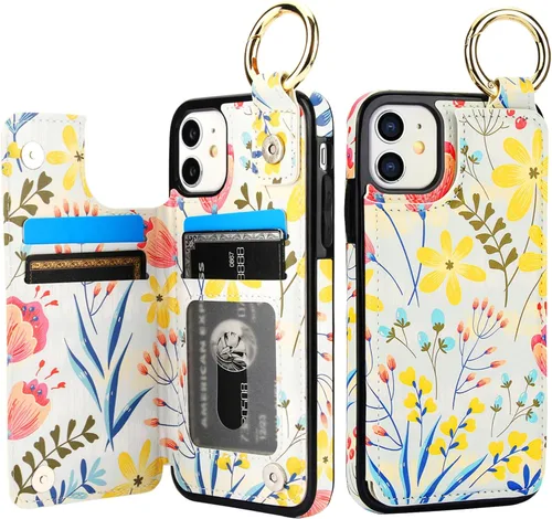 Miniatura 18 de HAOPINSH Funda tipo cartera para iPhone 11 con portarjetas, patrón de mármol rosa azul con tapa trasera plegable, funda de cuero PU con soporte
