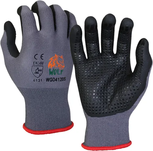 Miniatura 9 de WOLF Guantes de nitrilo ultradelgados con palma de espuma recubierta con agarre adhesivo, multiusos