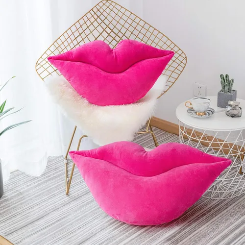 Miniatura 15 de AELS Almohadas de labios grandes 3D de terciopelo suave, almohadas decorativas, lindas almohadas de 24 x 12 pulgadas para sofá, cama, sala de estar