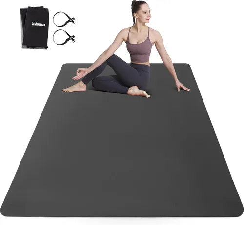 UMINEUX Tapete de yoga grande para hombres y mujeres de 1/4 y 2/5 pulgadas, extra grueso, TPE para entrenamiento en casa, gimnasio, antideslizante,
