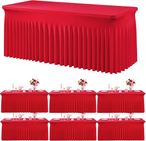 Miniatura 34 de Outpain - 4 paquetes de mantel de elastano de 6 pies para mesas plegables estándar - Mantel de mesa rosa bebé, protector de mesa para fiesta, boda