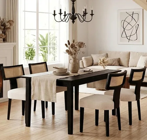 Miniatura 23 de Shunzhi Juego de 2 sillas de comedor modernas de mediados de siglo, sillas tapizadas de madera para comedor, sillas de cocina estilo granja, sillas