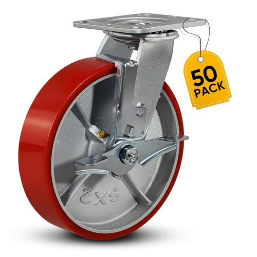 Miniatura 50 de Ruedas industriales de 4 x 2 pulgadas, ruedas resistentes, ruedas de poliuretano, capacidad de hasta 3200 libras. Uso para camión de plataforma