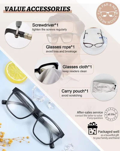 Miniatura 6 de MARE AZZURO Lentes de lectura bifocales para hombre, con bloqueo de luz azul, para lectores 1.0, 1.25, 1.5, 1.75, 2.0, 2.25, 2.5, 2.75, 3.0, 3.5