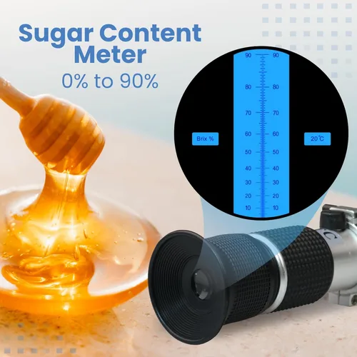 Miniatura 2 de Refractómetro 0-90% Brix con ATC – Medición precisa del contenido de azúcar para miel, fruta, jarabe de arce y bebidas – Ideal para elaboración