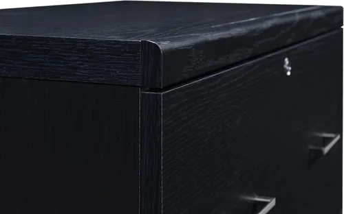 Miniatura 10 de OSP Home Furnishings Alpine Archivador de 2 cajones con cajón superior de bloqueo y sistema de fijación de bloqueo, lateral, color negro