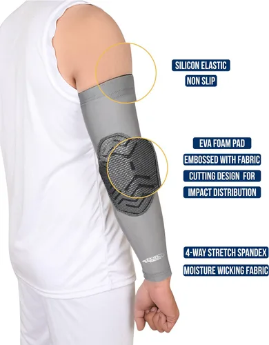 Miniatura 6 de Exxact Sports Codera de compresión para brazo, manga acolchada para codo para hombres, coderas de voleibol (1 par)