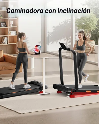 Miniatura 2 de Caminadora con barra de mango - Cinta de correr plegable silenciosa de 2.5 HP para oficina en casa, debajo del escritorio, almohadilla portátil
