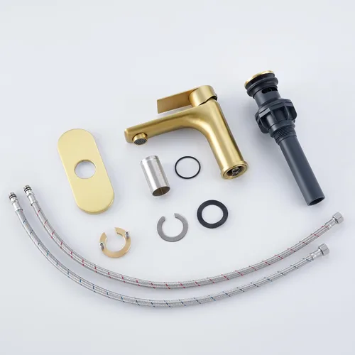 Miniatura 7 de TONNY Grifo de baño dorado cepillado, grifo dorado de una sola manija para fregadero de baño, grifo de lavabo de tocador de baño, 1 agujero