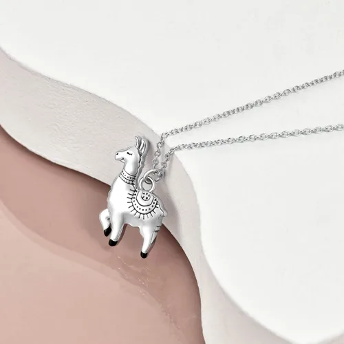 Miniatura 2 de ONEFINITY Collar de plata de ley con dije de llama de alpaca para mujeres y hombres
