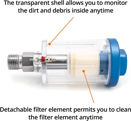 Miniatura 6 de RLECS Separador de aceite de agua, filtro de aire, trampa de humedad con conector de estilo europeo para compresor, pistola de pintura en aerosol