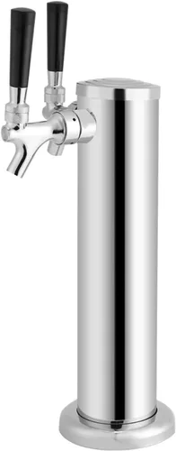 Miniatura 5 de Dispensador de torre de cerveza, kit dispensador de torre Kegerator de cerveza de acero inoxidable con 2 asas de grifo y manguera, llave de barril