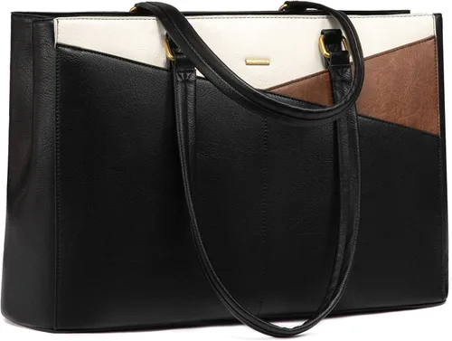 Miniatura 9 de LOVEVOOK Bolsa para laptop para mujeres, bolsa de mano para laptop de 15.6 pulgadas para mujeres, bolsas de mano de trabajo de cuero vintage