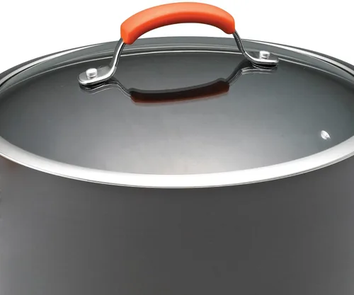 Miniatura 6 de Rachael Ray Brights - Cacerola antiadherente anodizada dura con tapa, 3 cuartos de galón, color gris con asas naranjas