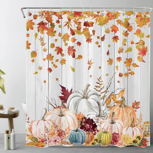 Miniatura 9 de LB Cortina de ducha espeluznante de Halloween, lindo fantasma en flores, árbol negro, luna llena, cortinas de ducha para baño, tela de poliéster