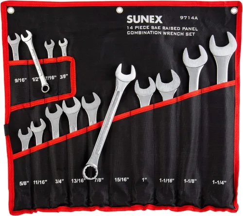 Miniatura 5 de Sunex 2568, juego de llaves de impacto Drive Master de 1/2 pulgada, 43 piezas y juego de llaves combinadas SAE, 14 piezas