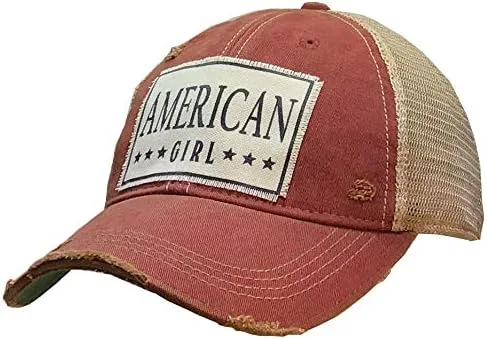 VINTAGE LIFE - Gorras de camionero desgastadas con texto divertido Beísbol talla única American Girl rojo oscuro