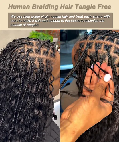 Miniatura 4 de Cabello humano a granel para trenzar, paquetes de cabello humano rizado 12A para mujeres negras, 16 pulgadas, onda profunda, sin trama, trenzas