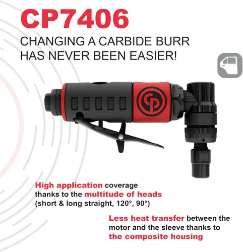 Miniatura 3 de Chicago Pneumatic CP7406 - Herramienta de amoladora de ángulo de aire, soldador, carpintería, detalles automotrices, pulidora de acero inoxidable