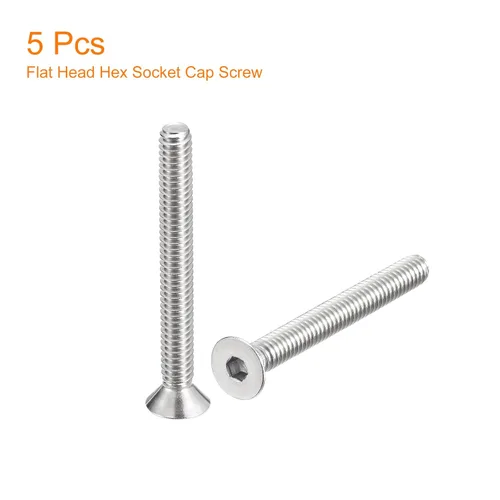 Miniatura 3 de uxcell Tornillos de cabeza avellanada plana de 1/4-20x2-1/4, 5 tornillos de cabeza plana de acero inoxidable 304, rosca completa, pernos avellanados