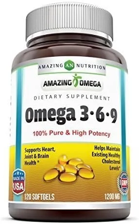 Increíble Omega 3.6.9 1200 mg, cápsulas blandas (sin OMG, sin gluten) Fórmula única que combina aceite de linaza 400 mg, aceite de pescado 400 mg y
