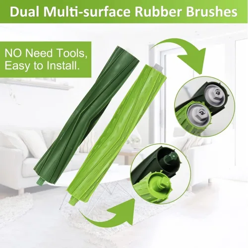 Miniatura 3 de Piezas de repuesto para aspiradora iRobot Roomba i7 i7+ i2 i3 i3+ i4 i4+ i6 i6+ i8 i8+ E5 E6 E7, I, E y J Series, 1 juego de cepillos de goma, 4