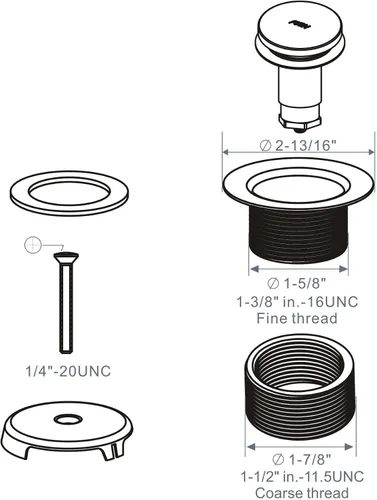 Miniatura 6 de Kit de conversión de conjunto de molduras de tina punta-punta Hidrop, kit de reemplazo de drenaje de bañera con placa frontal de desbordamiento de 1