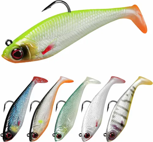 Miniatura 15 de TRUSCEND Duramax TPE Soft Fishing Lures with BKK Hooks, Shrimp & Crayfish Pro Fishing Baits, Curly & Paddle Tail Lure for Trembly Sinking &