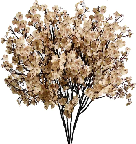 Miniatura 29 de Mandy's 6 paquetes de flores artificiales de aliento de bebé beige marrón 18.5 Inch Silk Gypsophila European Style Modern Home Decor Centerpiece