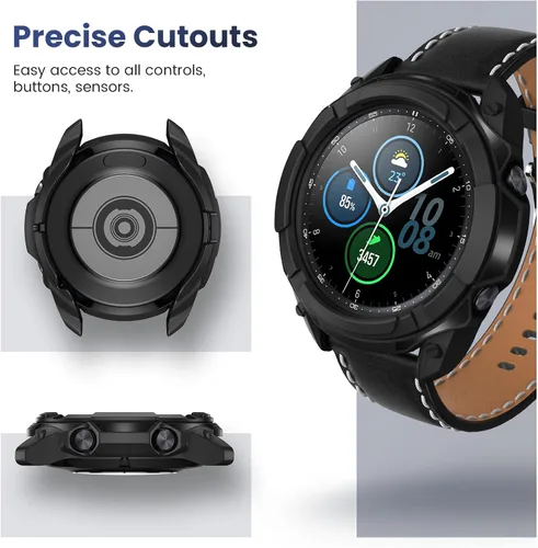 Miniatura 5 de Goton 3 en 1 Accesorios para Samsung Galaxy Watch 3 de 41 mm, 1 Carcasa de Armadura de TPU Resistente + 2 Películas Protectoras de Pantalla