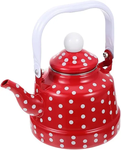 Hemoton Hervidor de té esmaltado vintage de 1.8 L hervidor de agua con asa, apto para cocina, comedor y relajación