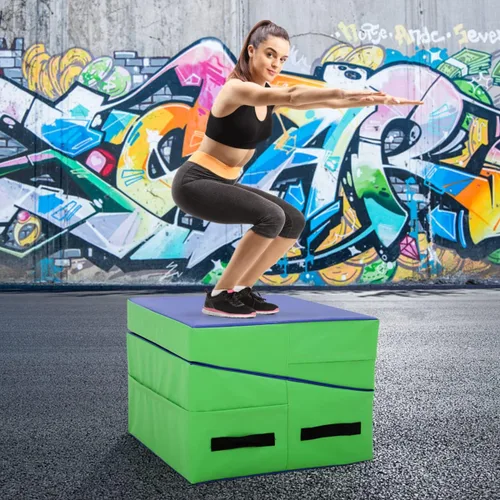 Miniatura 7 de BLKMTY Colchoneta de gimnasia – Colchoneta inclinada, plegable, diseño de cuña de queso para niños, para interiores y exteriores, ejercicio y yoga