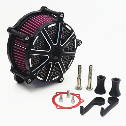 Kit de sistema de filtro de aire de admisión negro para Harley Touring Dyna FXR Road King Street Glide Road Glide (negro)