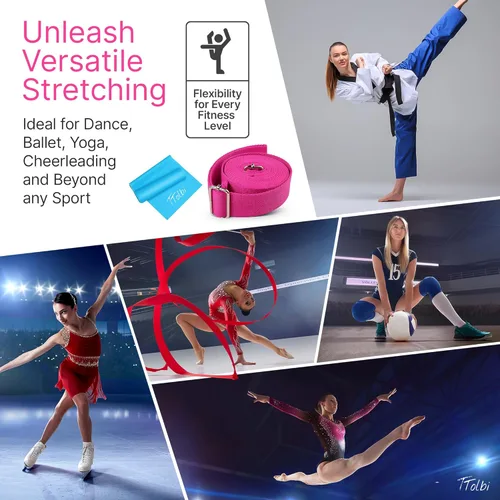 Miniatura 4 de TTolbi Door Leg Stretcher Strap with Sturdy Door Anchor & Resistance Band - Splits & Flexibility Trainer for Ballet, Dance, Gymnastics, Cheer, Pole