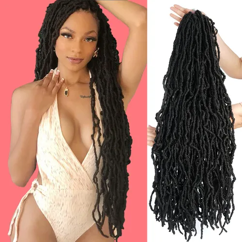 Miniatura 23 de Youngther Cabello sintético de ganchillo de 24 pulgadas, 6 unidades, 84 soportes, extensibles, cabello de ganchillo suave de diosa, cabello 1b
