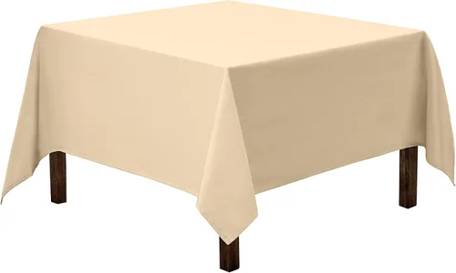 Gee Di Moda Mantel Cuadrado - Mantel Beige de 52 x 52 Pulgadas para Mesas Cuadradas o Redondas Pequeñas - Tela Resistente Lavable - para Mesa de