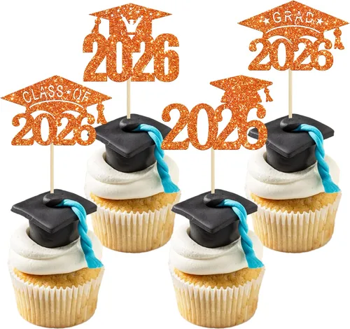 Miniatura 18 de Paquete de 24 adornos para cupcakes de clase 2026 con purpurina 2026 Felicidades Graduación Diploma Done Cupcake Picks 2026 Graduación Temática