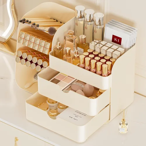 Miniatura 13 de Organizador de maquillaje con cajones para tocador, espacioso estuche de exhibición de cosméticos, solución de almacenamiento perfecta para tus