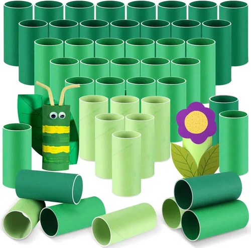 Miniatura 9 de Henoyso Paquete de 100 tubos de cartón para manualidades, rollos gruesos de papel higiénico vacíos para niños, proyectos de aula, manualidades