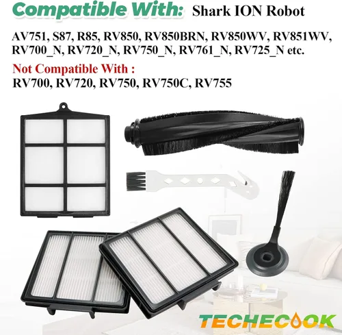 Miniatura 7 de Piezas de repuesto para aspiradora Shark ION Robot AV751 AV752 AV753 RV700_N RV720_N RV850 RV851WV de Techecook - 6 cepillos laterales, 3 filtros