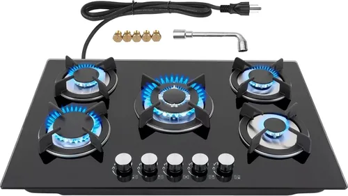Miniatura 9 de Estufa de gas superior de 4 quemadores de 24 pulgadas, estufa de gas de vidrio incorporada, estufa convertible de gas neutro propano, estufa