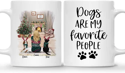 Miniatura 26 de Gossby Taza de café de Navidad personalizada con diseño de perro y mamá, regalo de Navidad personalizado para mujeres con nombre, taza de cerámica
