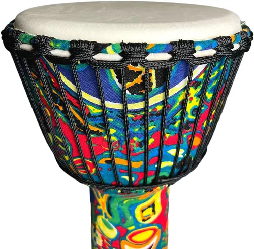 Miniatura 6 de Tambor Djembe Instrumentos Musicales de 10 pulgadas Tambores de mano, tambores africanos para adultos, regalos para músicos (limón)