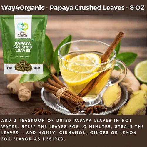 Miniatura 7 de Té de hoja de papaya de 8 onzas, secado de hojas verdes frescas, bueno para hacer té, hojas 100% sueltas (sin fruta, sin semillas) – Way4Organic