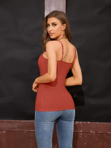 Miniatura 56 de Camisa Attraco de algodón, con tirantes estilo espagueti, con brasier incorporado, 2 paquetes, para mujer