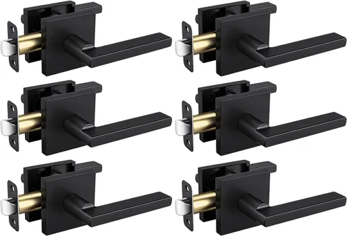 Miniatura 23 de Goldenwarm Manija de puerta simulada de oro cepillado – Palanca interior decorativa sin giro para despensa, puertas francesas y armarios (2 piezas)